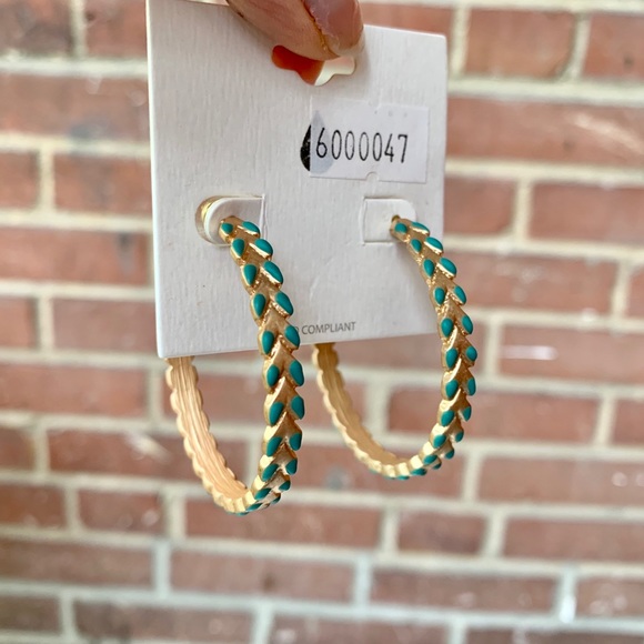 HP! LAST CHANCE! π₯Gold & Turquoise Hoops - Picture 3 of 6